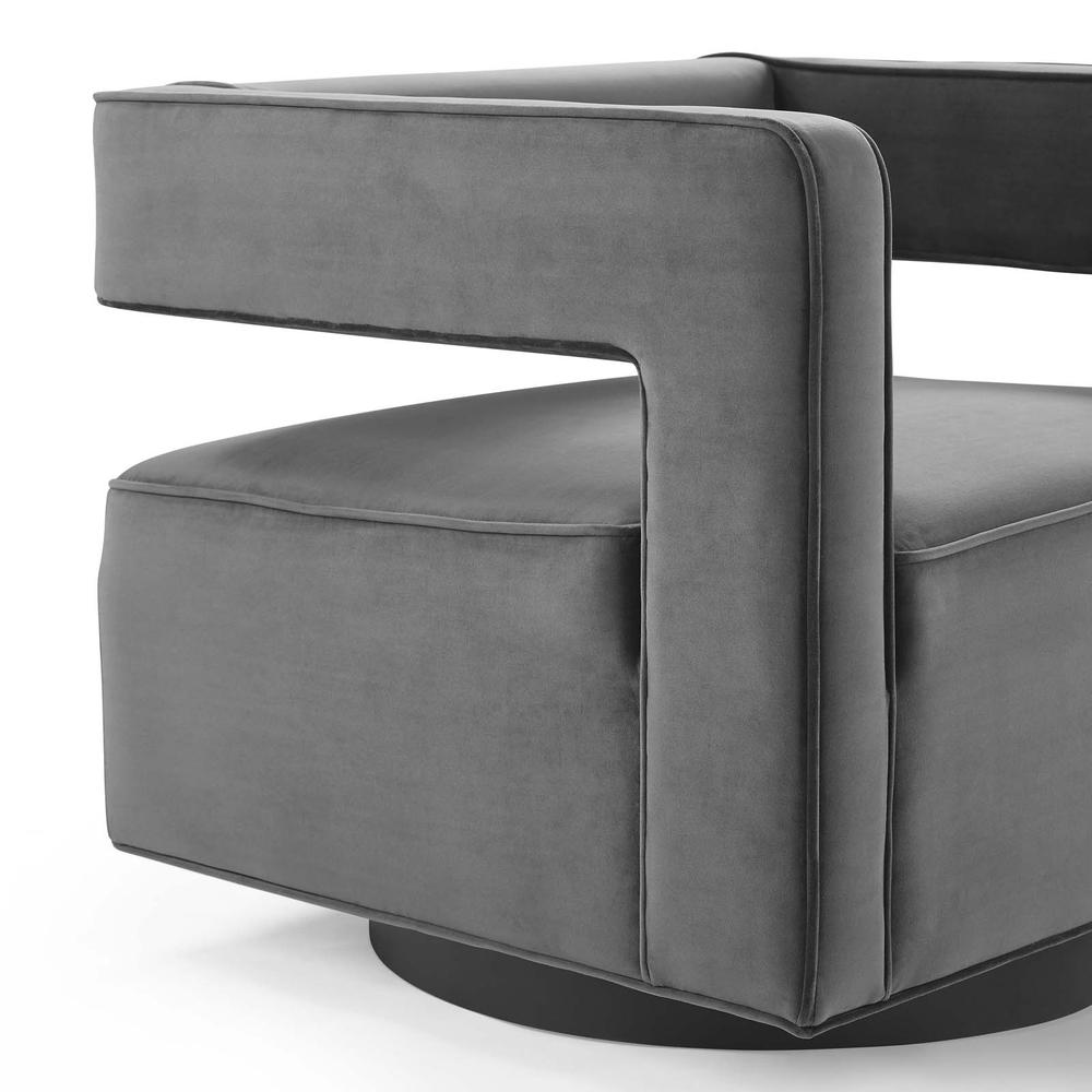 Booth Performance Velvet Swivel Armchair - Gray EEI-3948-GRY. Picture 6