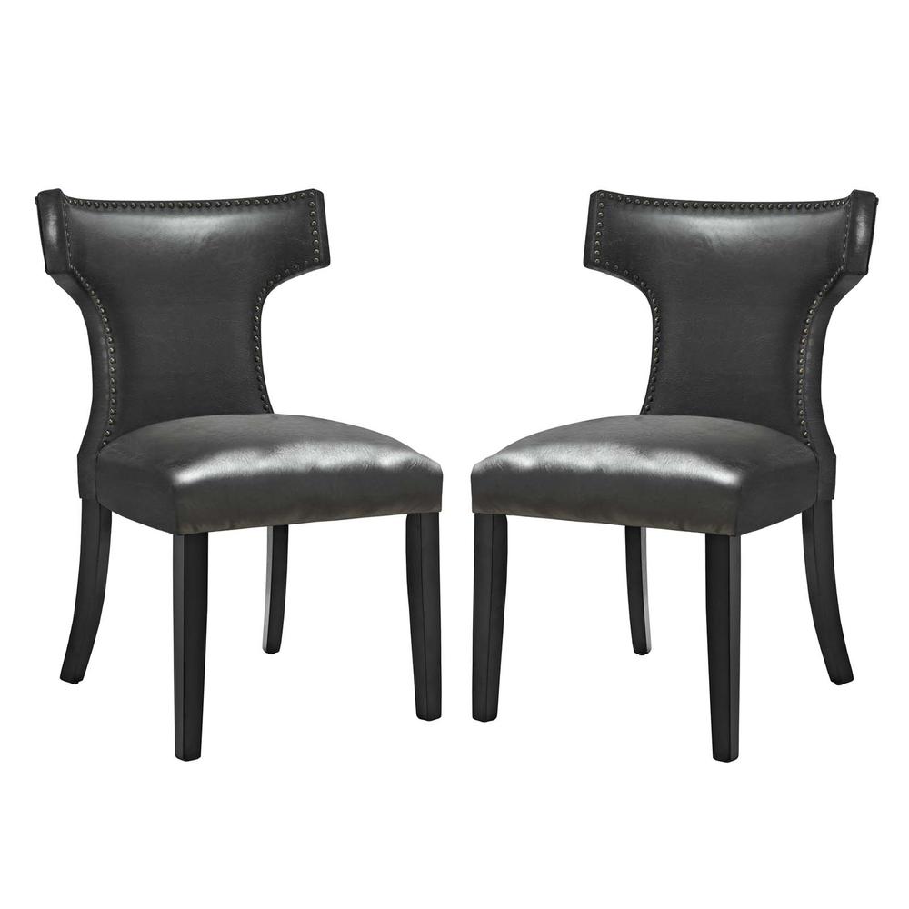 Curve Dining Chair Vinyl Set of 2. Picture 1
