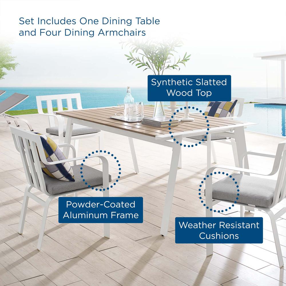 Baxley 5 Piece Outdoor Patio Aluminum Dining Set - White Gray EEI-3964-WHI-GRY. Picture 10