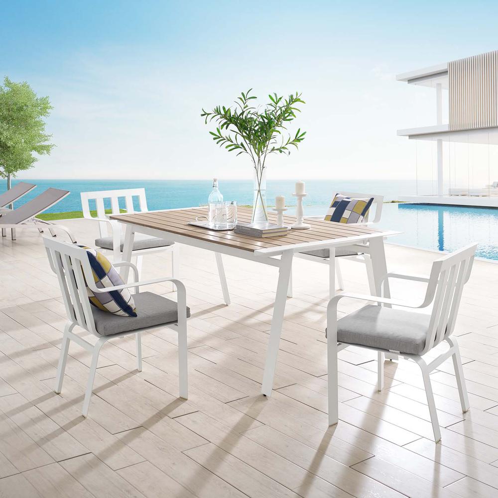 Baxley 5 Piece Outdoor Patio Aluminum Dining Set - White Gray EEI-3964-WHI-GRY. Picture 11