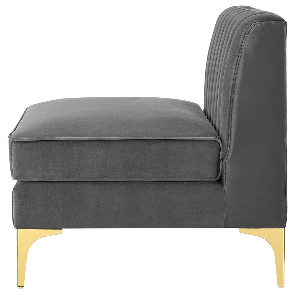 Triumph Channel Tufted Performance Velvet Armless Chair. Picture 3