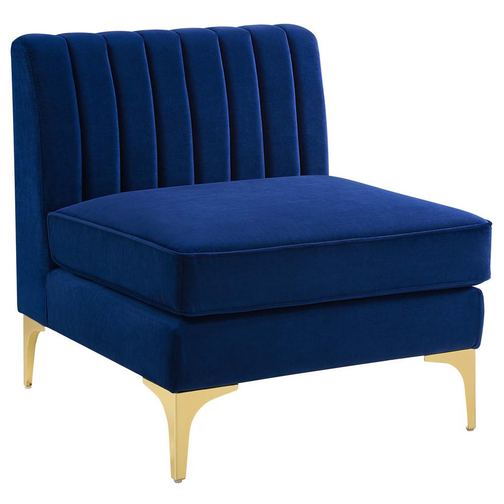 Triumph Channel Tufted Performance Velvet Armless Chair. Picture 1