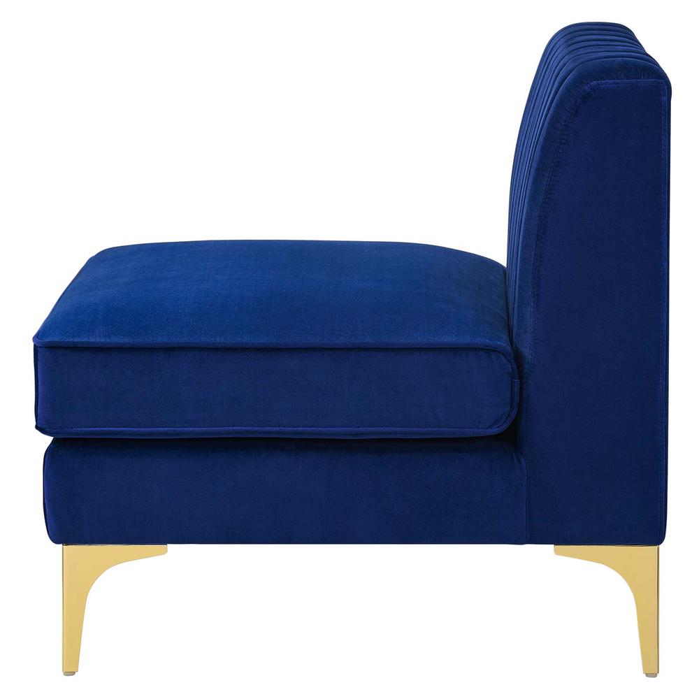 Triumph Channel Tufted Performance Velvet Armless Chair. Picture 3