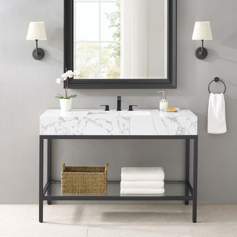 Kingsley 50" Black Stainless Steel Bathroom Vanity. Picture 9