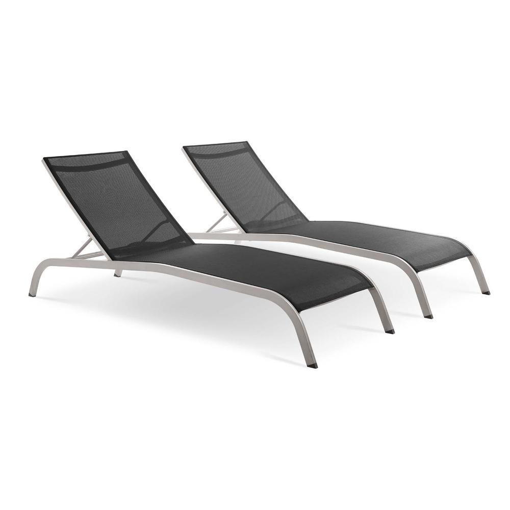 Savannah Outdoor Patio Mesh Chaise Lounge Set of 2. Picture 1