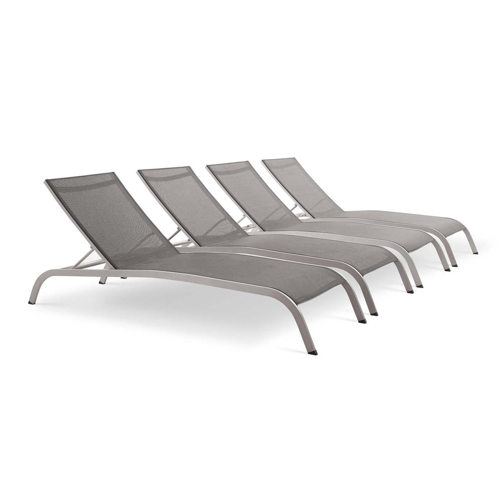 Savannah Outdoor Patio Mesh Chaise Lounge Set of 4. Picture 1