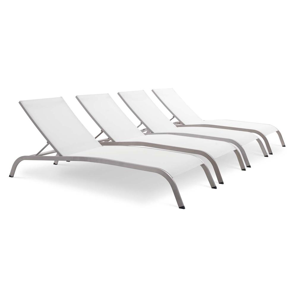 Savannah Outdoor Patio Mesh Chaise Lounge Set of 4. Picture 1