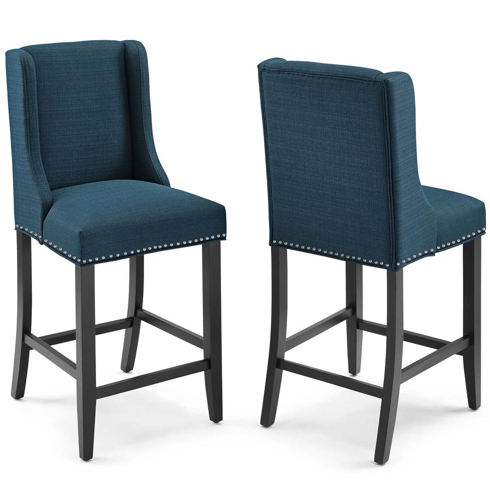 Baron Counter Stool Upholstered Fabric Set of 2 - Azure EEI-4016-AZU. Picture 1