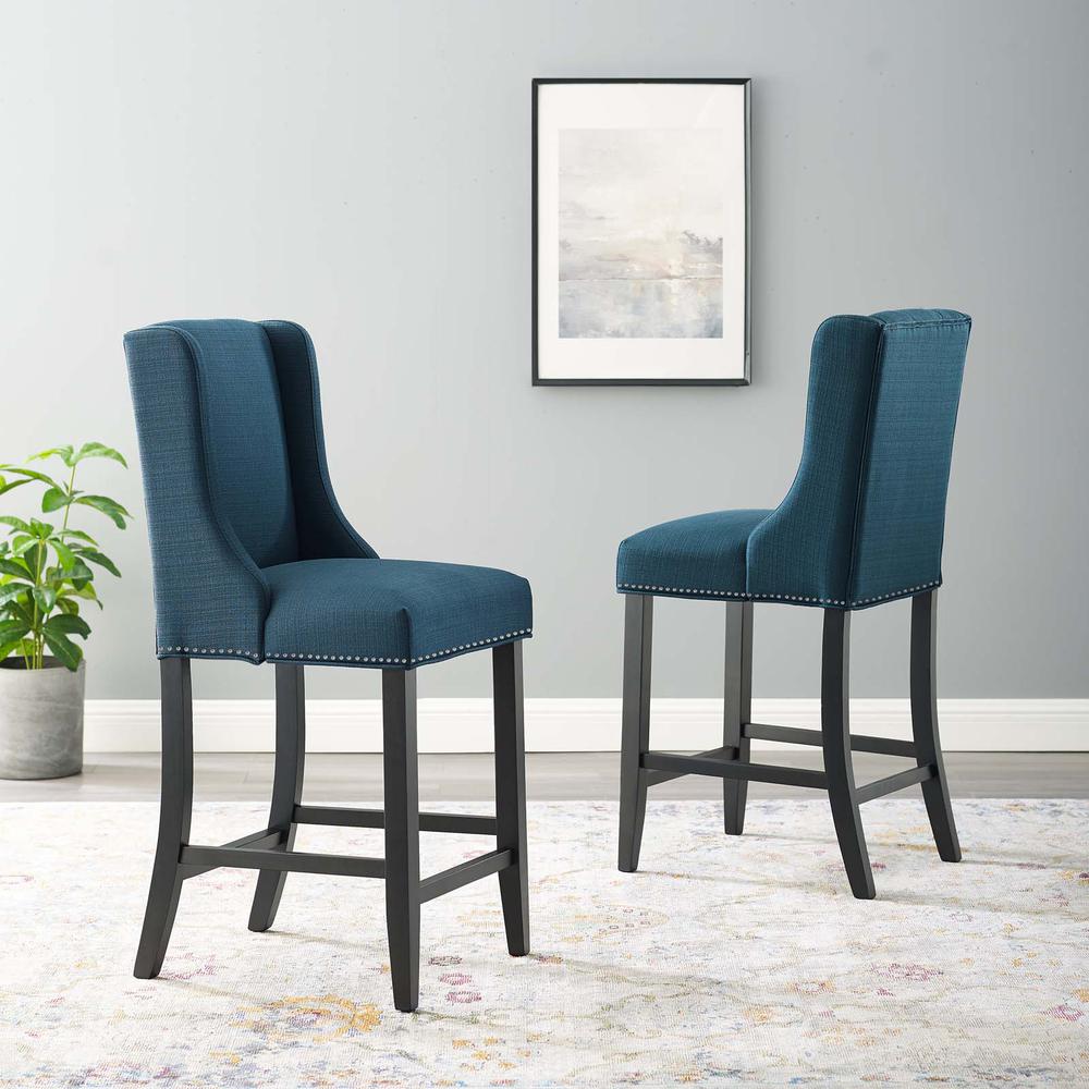 Baron Counter Stool Upholstered Fabric Set of 2 - Azure EEI-4016-AZU. Picture 6