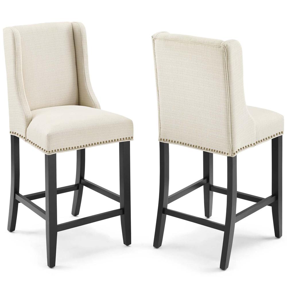 Baron Counter Stool Upholstered Fabric Set of 2 - Beige EEI-4016-BEI. The main picture.