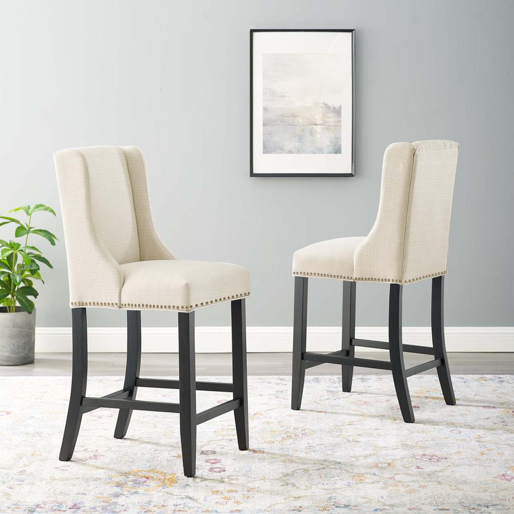 Baron Counter Stool Upholstered Fabric Set of 2 - Beige EEI-4016-BEI. Picture 7