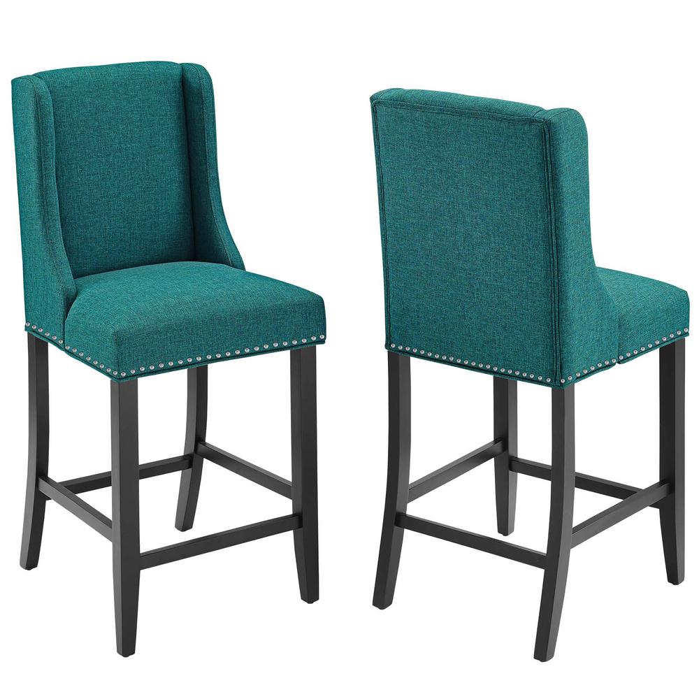 Baron Counter Stool Upholstered Fabric Set of 2 - Teal EEI-4016-TEA. Picture 1