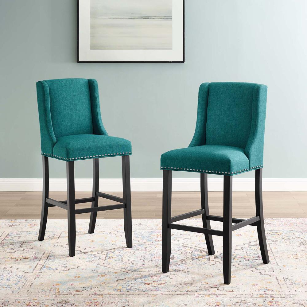 Baron Bar Stool Upholstered Fabric Set of 2. Picture 7