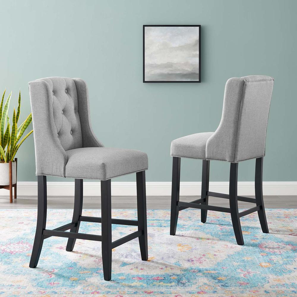Baronet Counter Bar Stool Upholstered Fabric Set of 2 - Light Gray EEI-4020-LGR. Picture 7