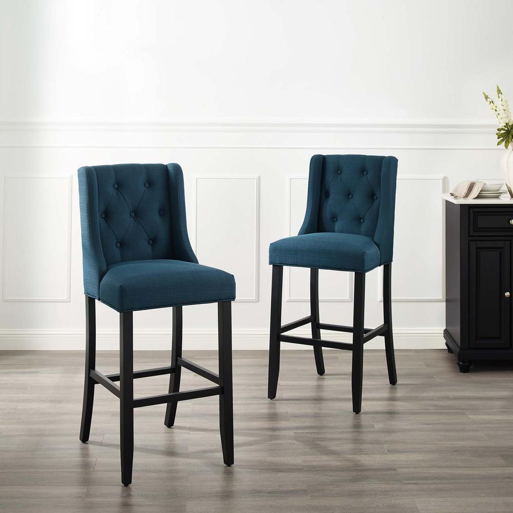 Baronet Bar Stool Upholstered Fabric Set of 2. Picture 7