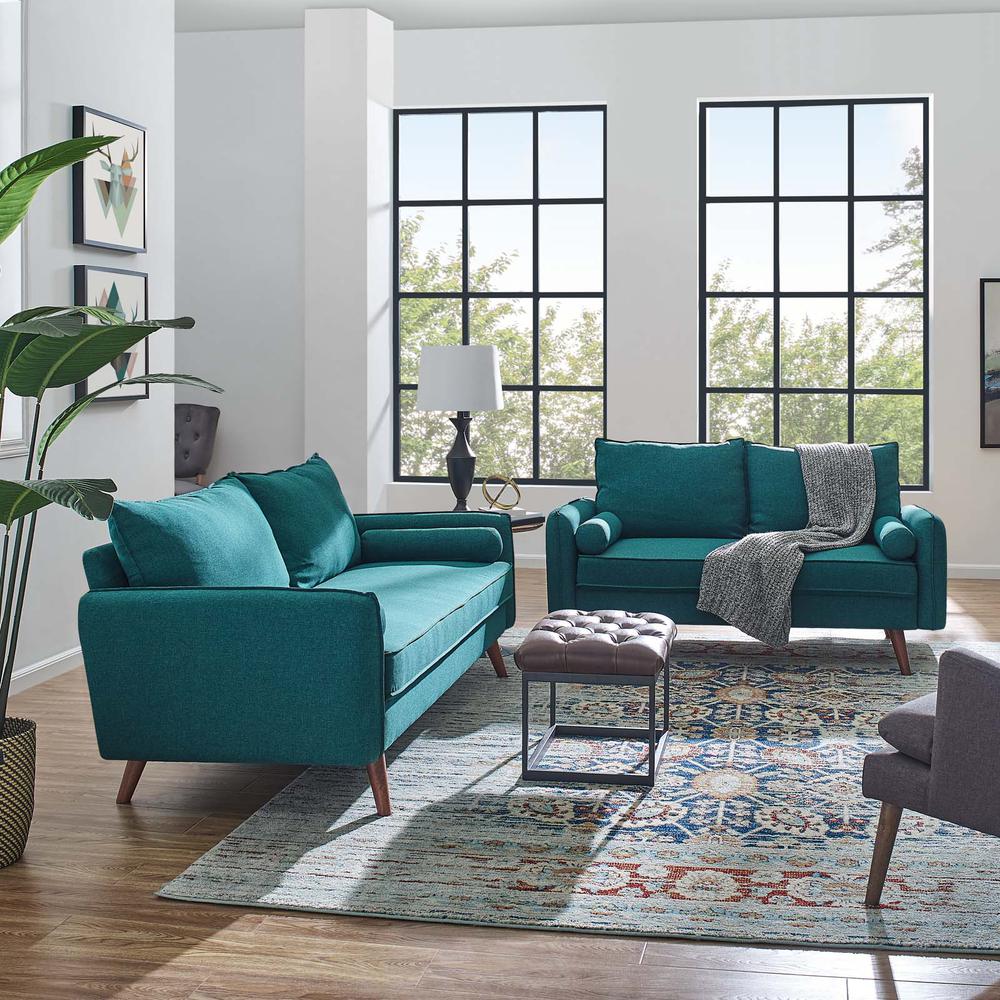 Revive Upholstered Fabric Sofa and Loveseat Set - Teal EEI-4047-TEA-SET. Picture 7