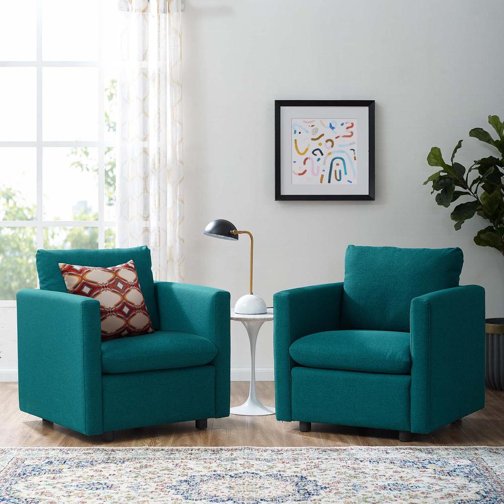 Activate Upholstered Fabric Armchair Set of 2 - Teal EEI-4078-TEA. Picture 4