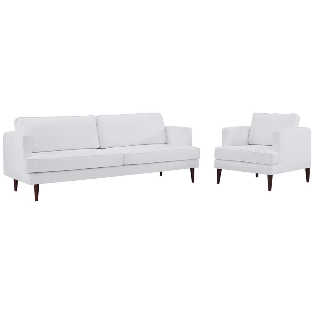 Agile Upholstered Fabric Sofa and Armchair Set - White EEI-4080-WHI-SET. Picture 1