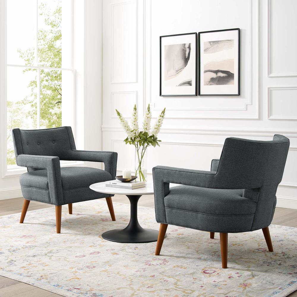 Sheer Upholstered Fabric Armchair Set of 2 - Gray EEI-4082-GRY. Picture 4