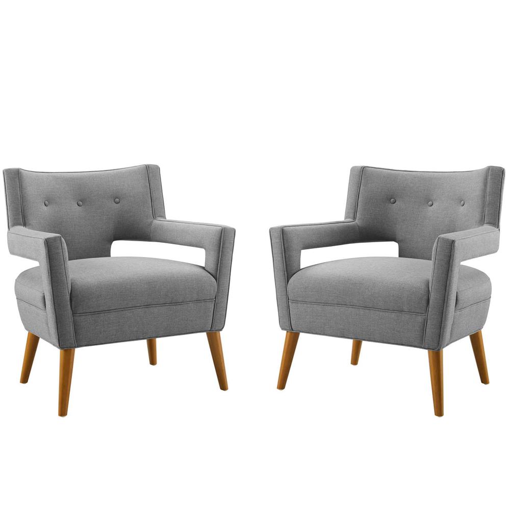 Sheer Upholstered Fabric Armchair Set of 2 - Light Gray EEI-4082-LGR. Picture 1
