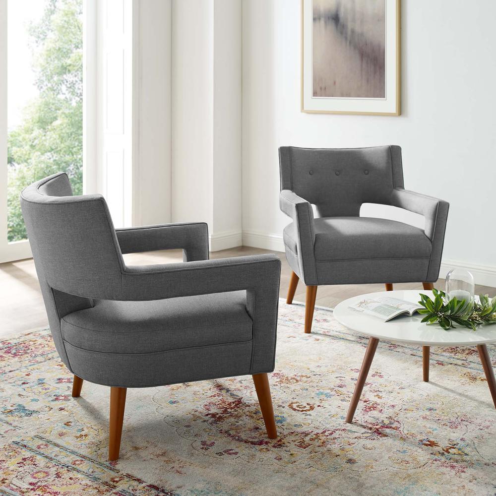 Sheer Upholstered Fabric Armchair Set of 2 - Light Gray EEI-4082-LGR. Picture 4
