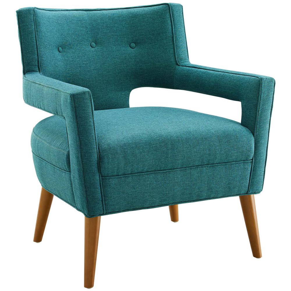 Sheer Upholstered Fabric Armchair Set of 2 - Teal EEI-4082-TEA. Picture 2