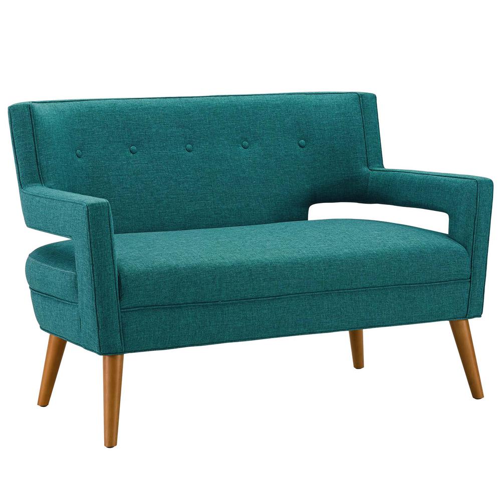 Sheer Upholstered Fabric Loveseat and Armchair Set - Teal EEI-4083-TEA-SET. Picture 2