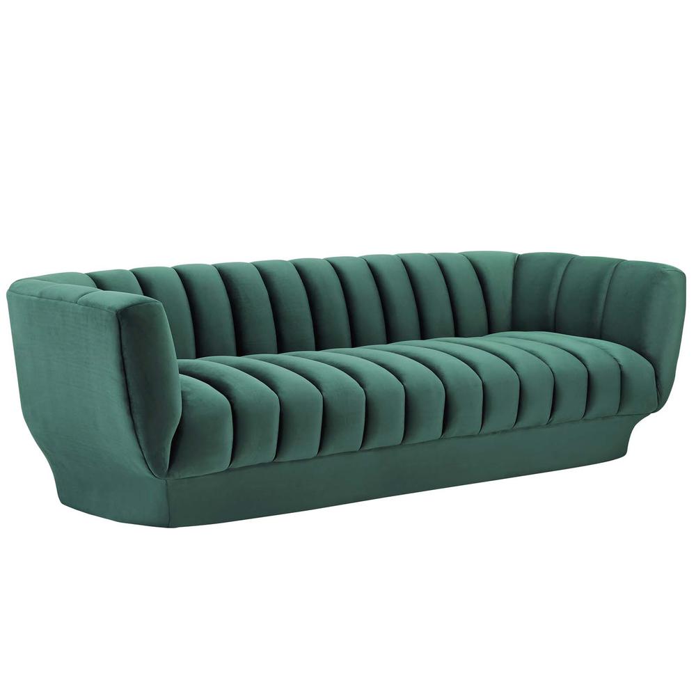 Entertain Vertical Channel Tufted Performance Velvet Sofa and Armchair Set - Green EEI-4086-GRN-SET. Picture 2