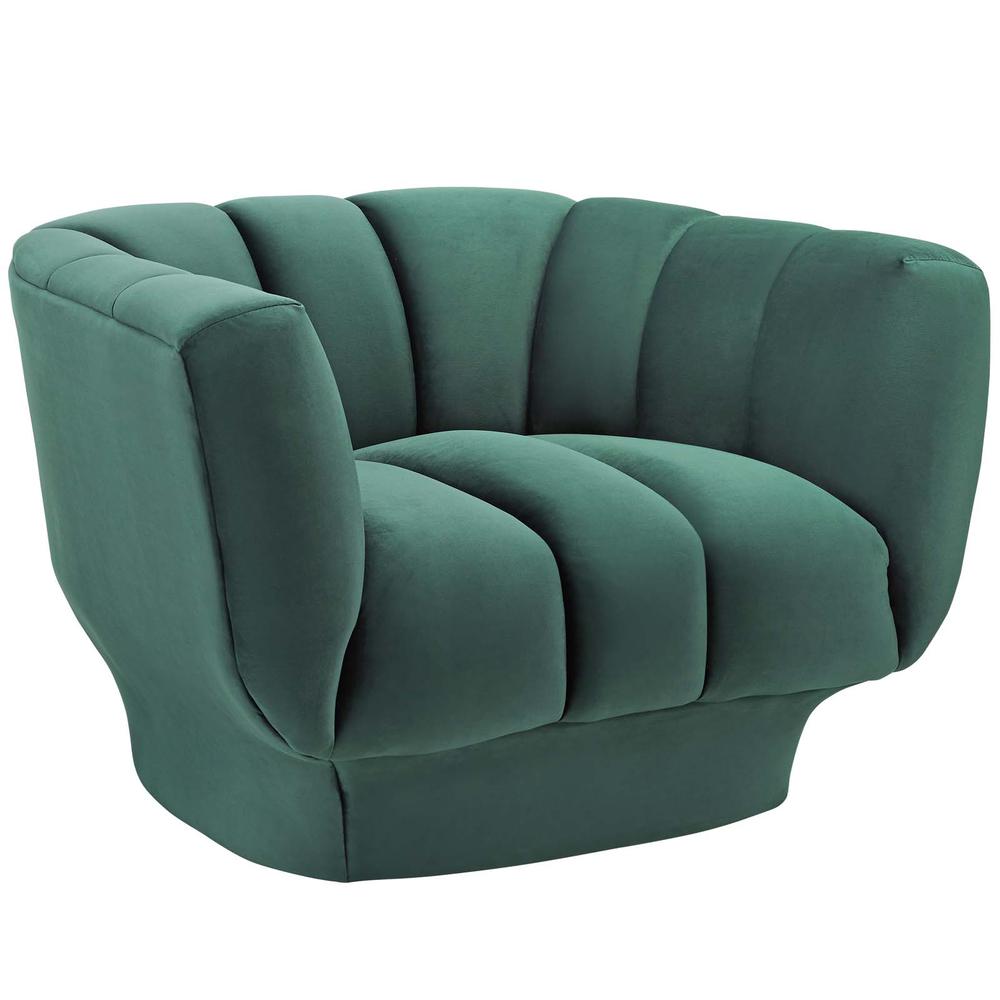 Entertain Vertical Channel Tufted Performance Velvet Sofa and Armchair Set - Green EEI-4086-GRN-SET. Picture 4