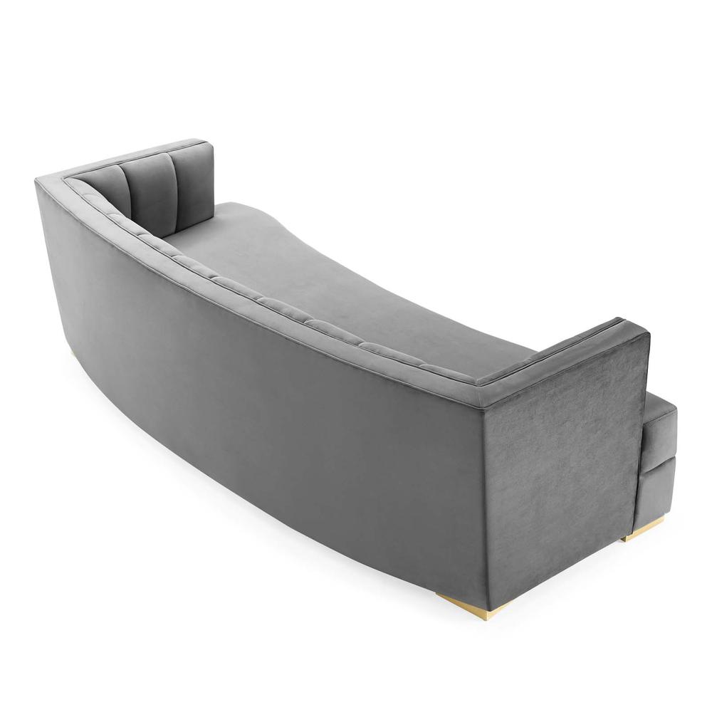 Encompass Channel Tufted Performance Velvet Curved Sofa - Gray EEI-4134-GRY. Picture 3