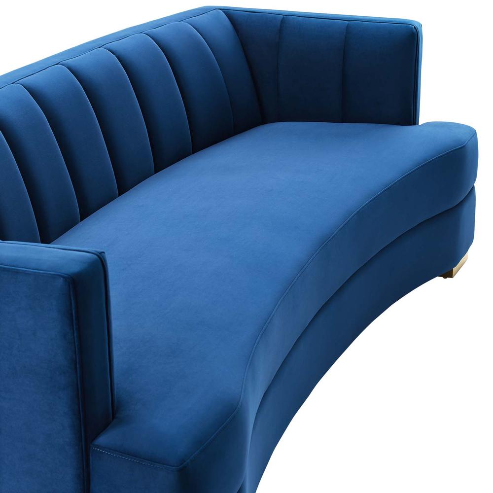Encompass Channel Tufted Performance Velvet Curved Sofa. Picture 5