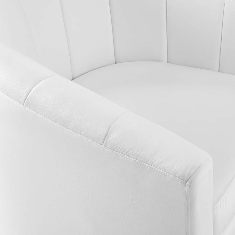Prospect Performance Velvet Swivel Armchair - White EEI-4139-WHI. Picture 5