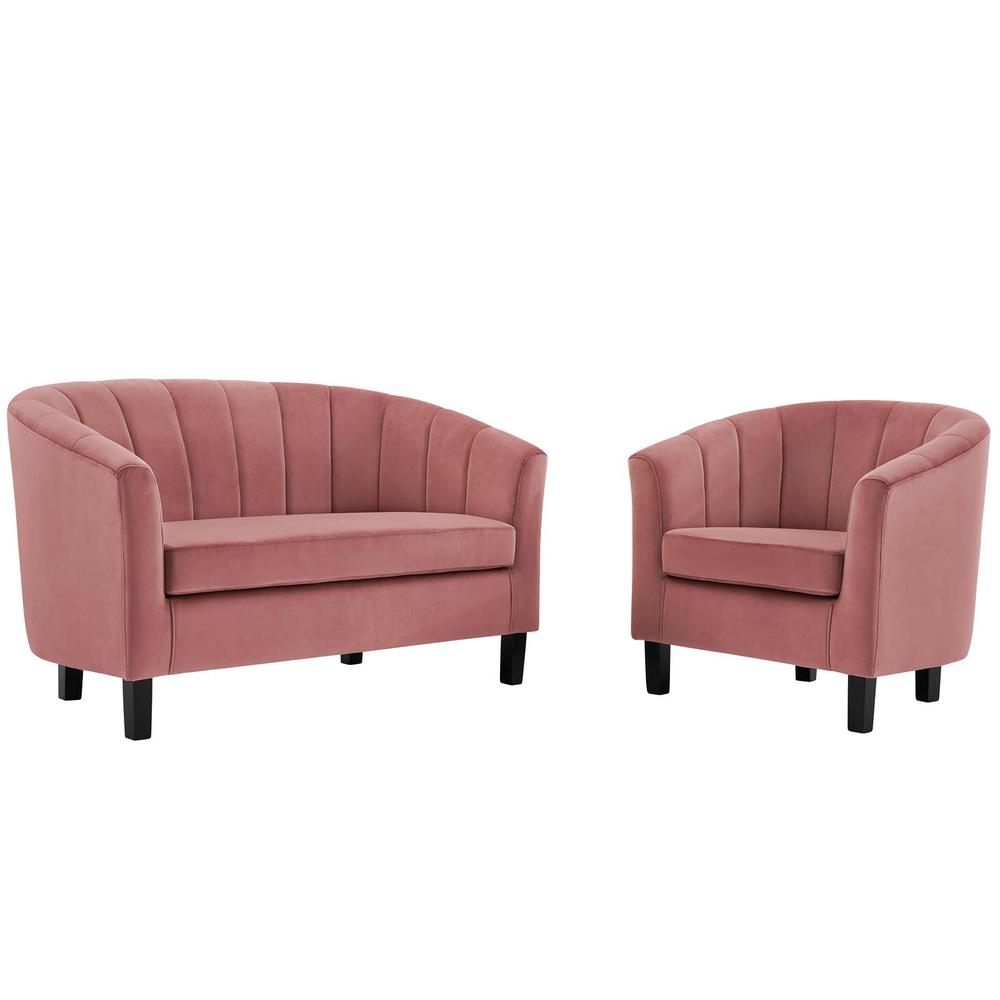 Prospect Channel Tufted Performance Velvet Loveseat and Armchair Set - Dusty Rose EEI-4146-DUS-SET. Picture 1