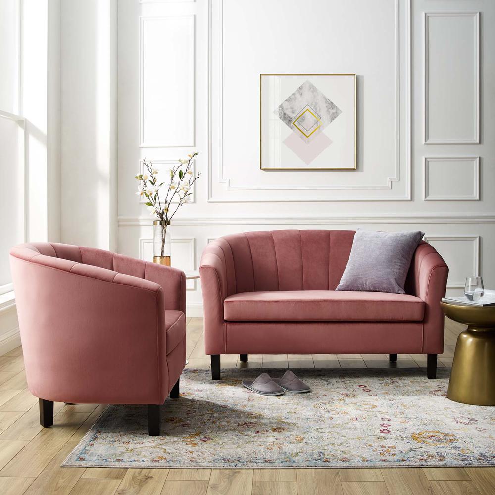 Prospect Channel Tufted Performance Velvet Loveseat and Armchair Set - Dusty Rose EEI-4146-DUS-SET. Picture 6