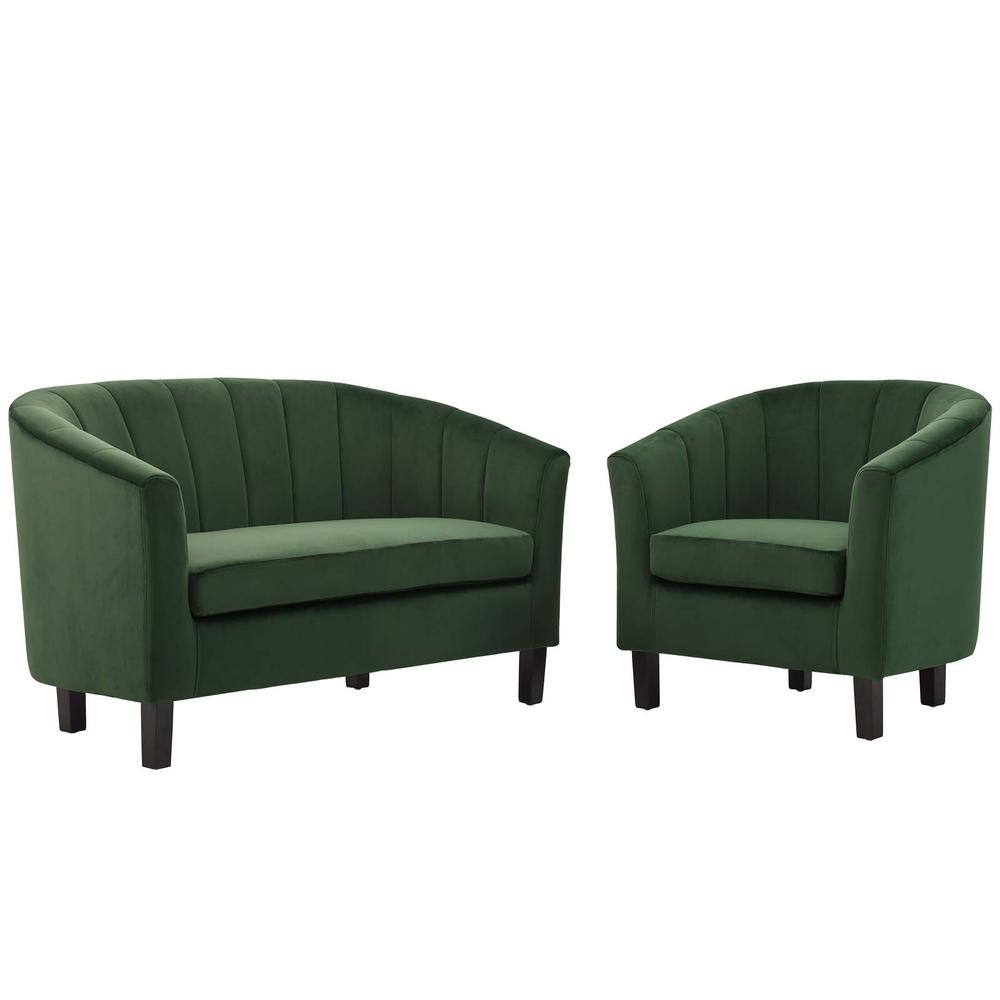 Prospect Channel Tufted Performance Velvet Loveseat and Armchair Set - Emerald EEI-4146-EME-SET. The main picture.