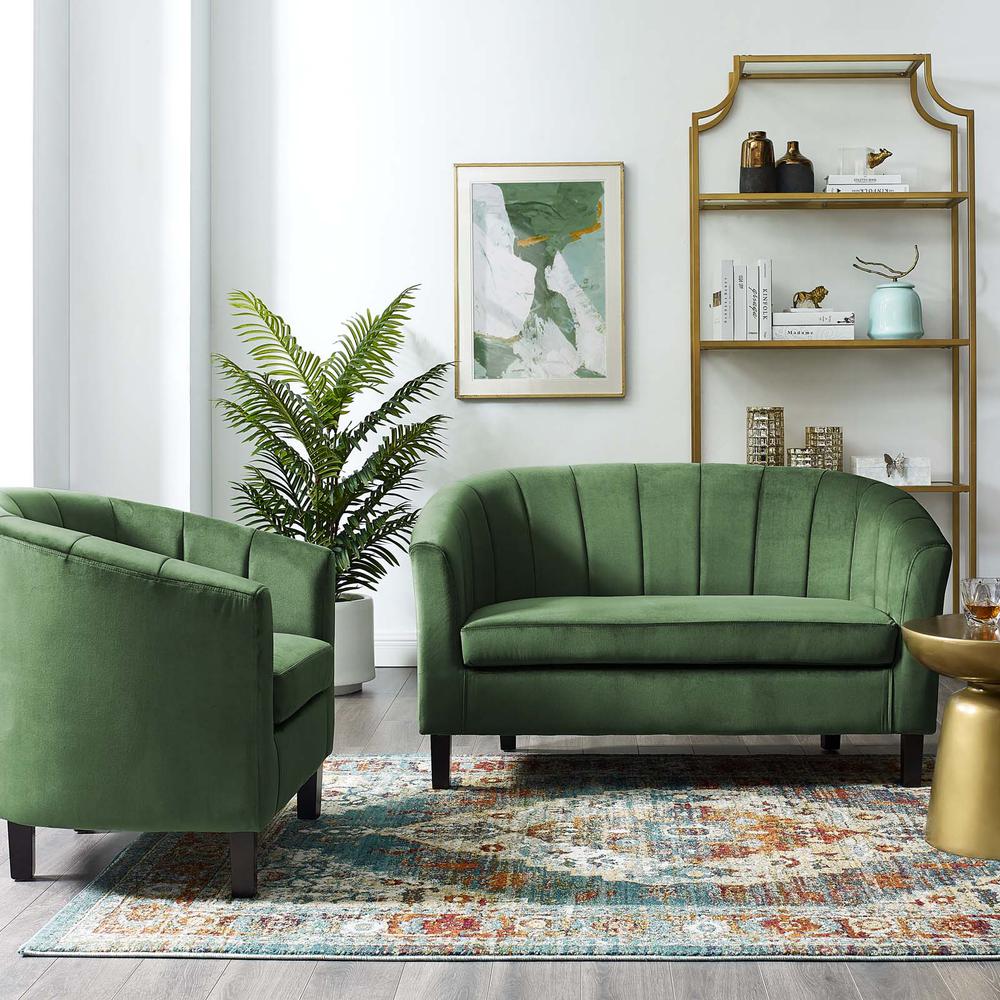 Prospect Channel Tufted Performance Velvet Loveseat and Armchair Set - Emerald EEI-4146-EME-SET. Picture 6