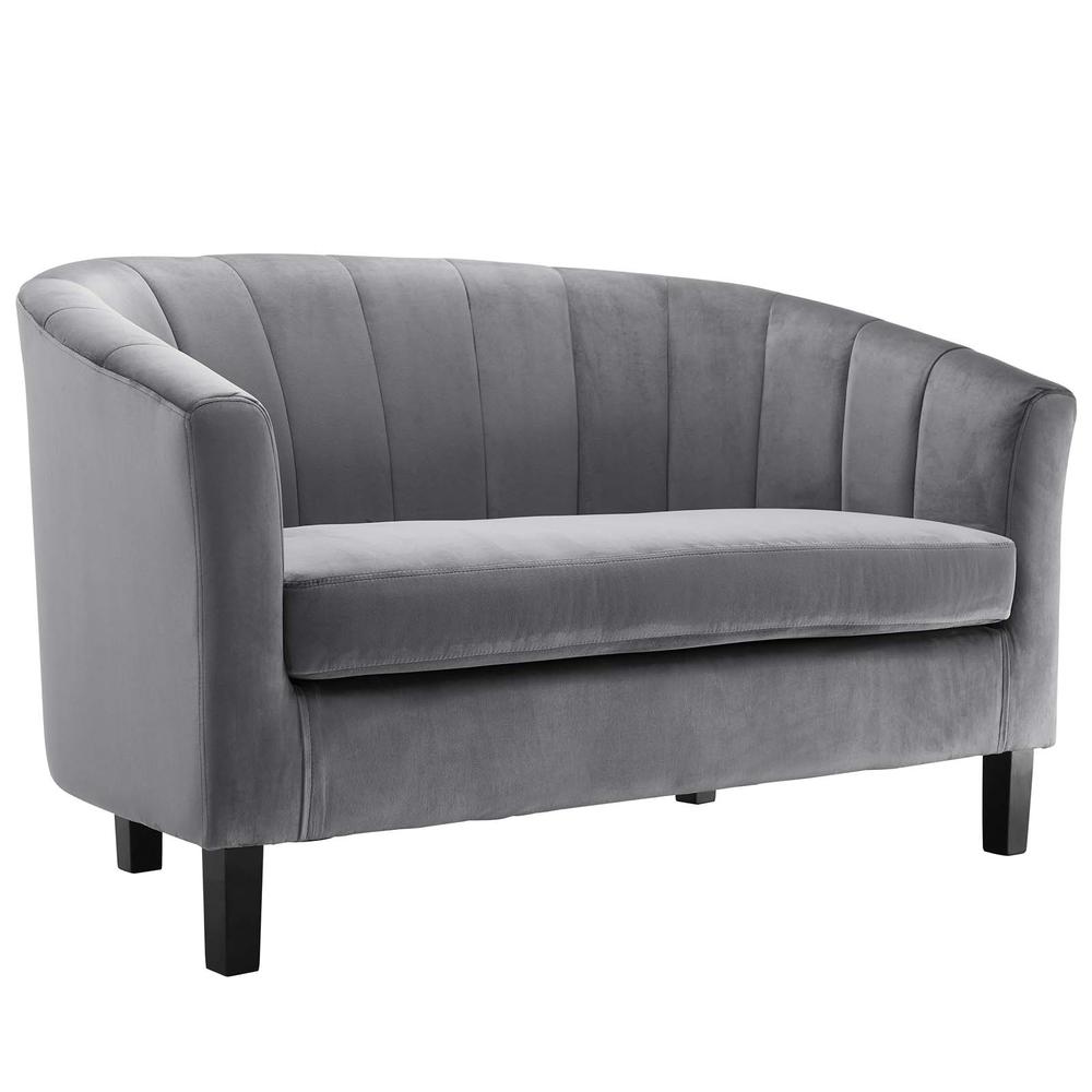 Prospect Channel Tufted Performance Velvet Loveseat and Armchair Set - Gray EEI-4146-GRY-SET. Picture 2