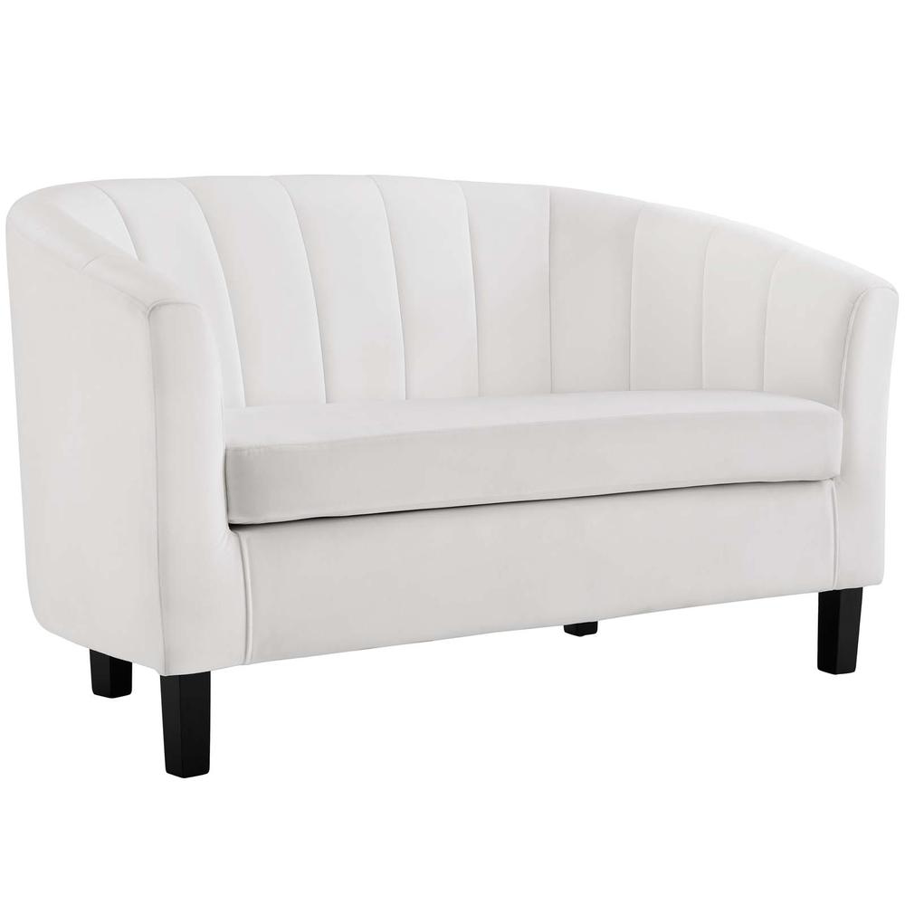 Prospect Channel Tufted Performance Velvet Loveseat and Armchair Set - White EEI-4146-WHI-SET. Picture 2