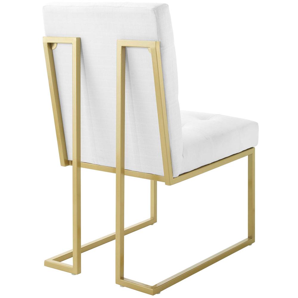 Privy Gold Stainless Steel Upholstered Fabric Dining Accent Chair Set of 2 - Gold White EEI-4151-GLD-WHI. Picture 3