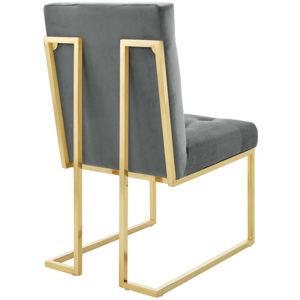 Privy Gold Stainless Steel Performance Velvet Dining Chair Set of 2. Picture 3