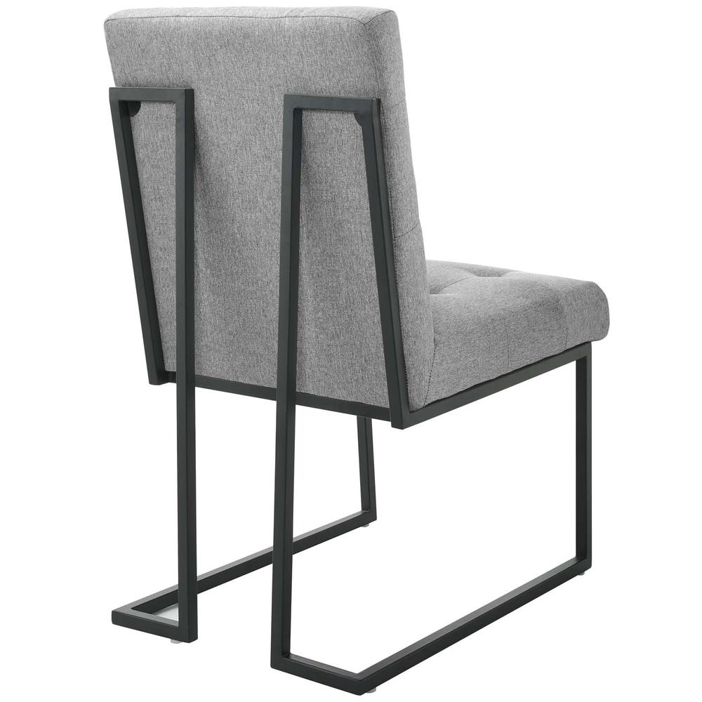 Privy Black Stainless Steel Upholstered Fabric Dining Chair Set of 2 - Black Light Gray EEI-4153-BLK-LGR. Picture 3