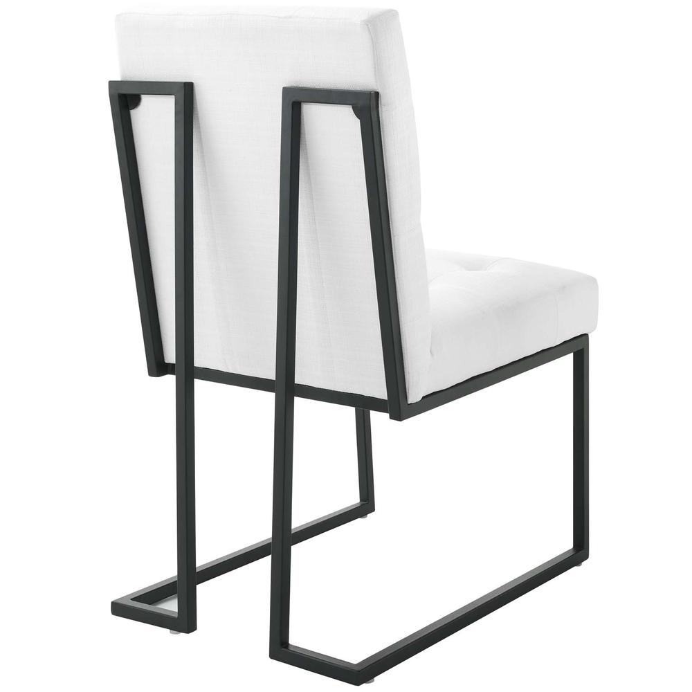 Privy Black Stainless Steel Upholstered Fabric Dining Chair Set of 2. Picture 3