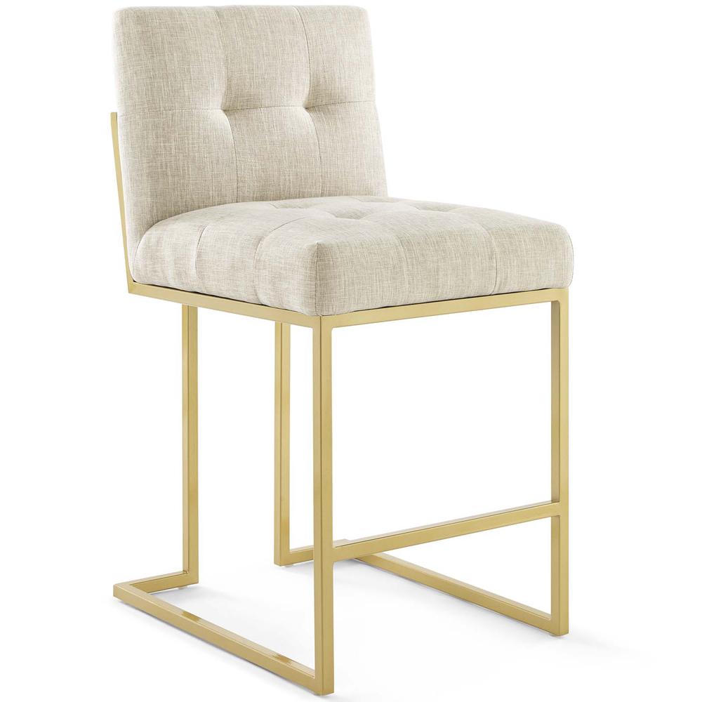 Privy Gold Stainless Steel Upholstered Fabric Counter Stool Set of 2. Picture 2