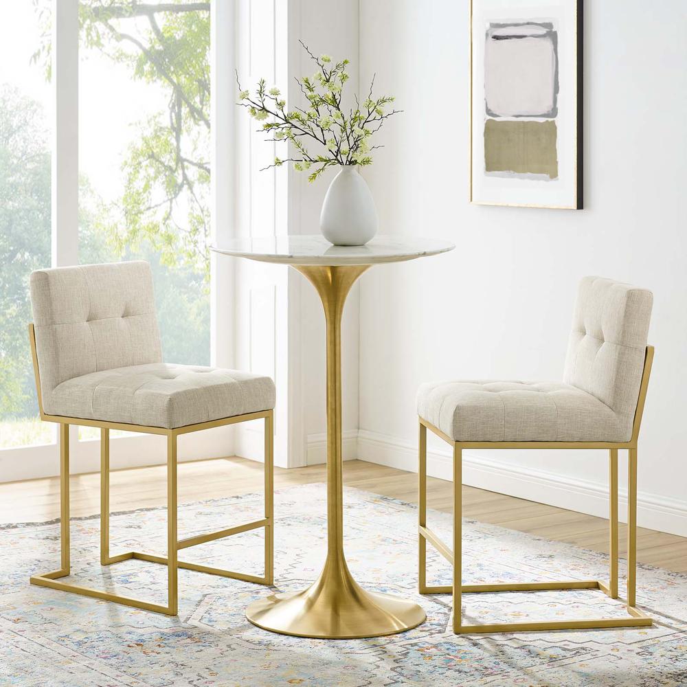 Privy Gold Stainless Steel Upholstered Fabric Counter Stool Set of 2. Picture 4