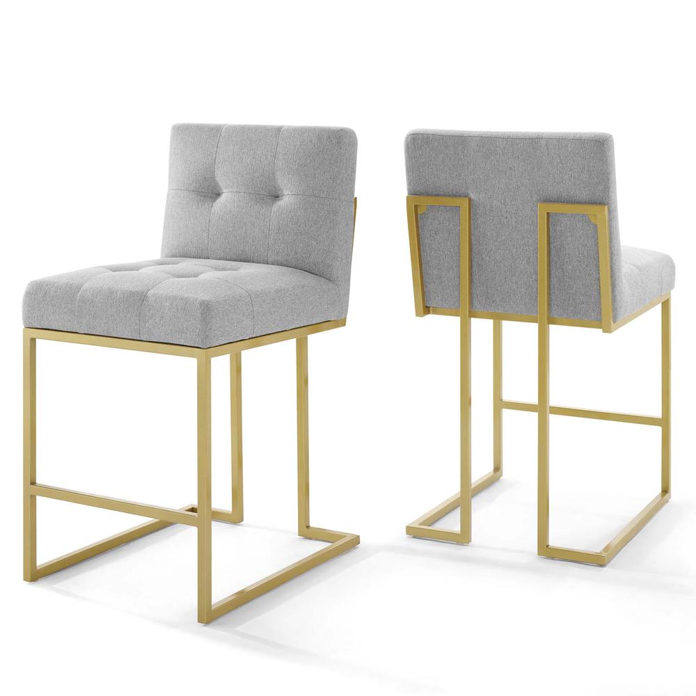 Privy Gold Stainless Steel Upholstered Fabric Counter Stool Set of 2. Picture 1