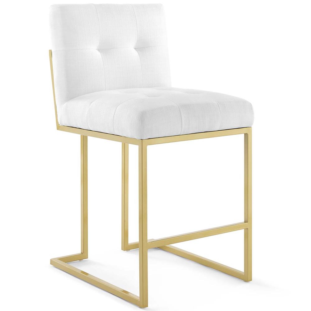 Privy Gold Stainless Steel Upholstered Fabric Counter Stool Set of 2 - Gold White EEI-4154-GLD-WHI. Picture 2