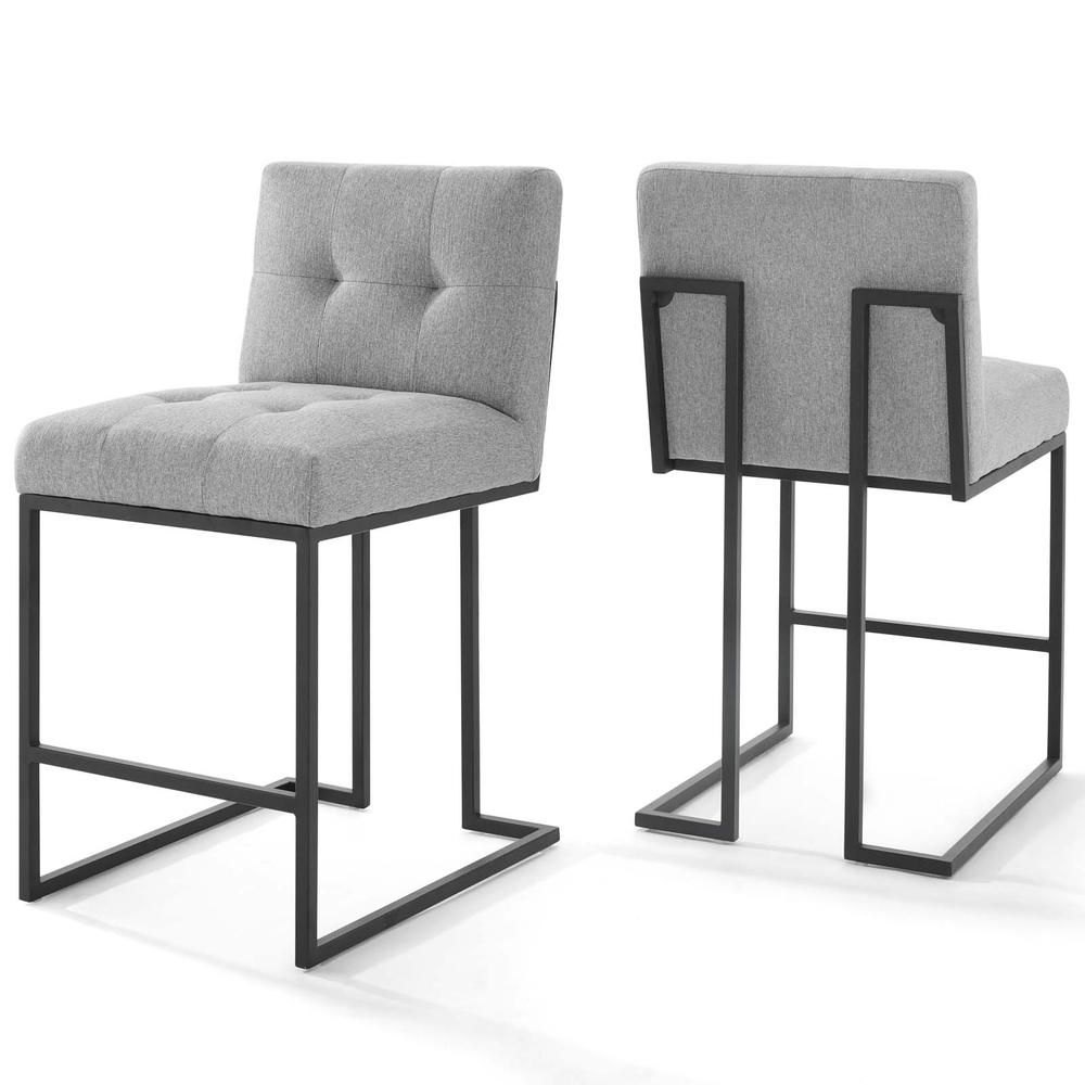 Privy Black Stainless Steel Upholstered Fabric Counter Stool Set of 2. Picture 1