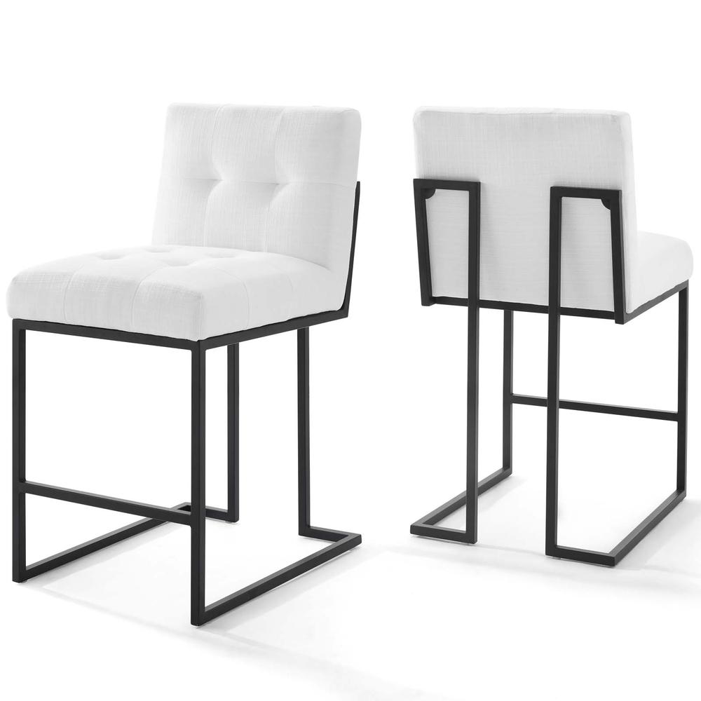 Privy Black Stainless Steel Upholstered Fabric Counter Stool Set of 2. Picture 1