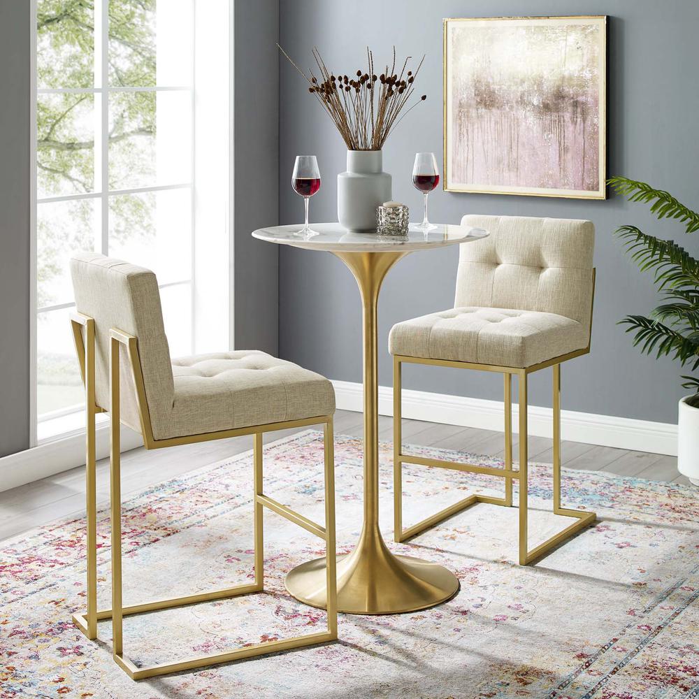 Privy Gold Stainless Steel Upholstered Fabric Bar Stool Set of 2. Picture 4