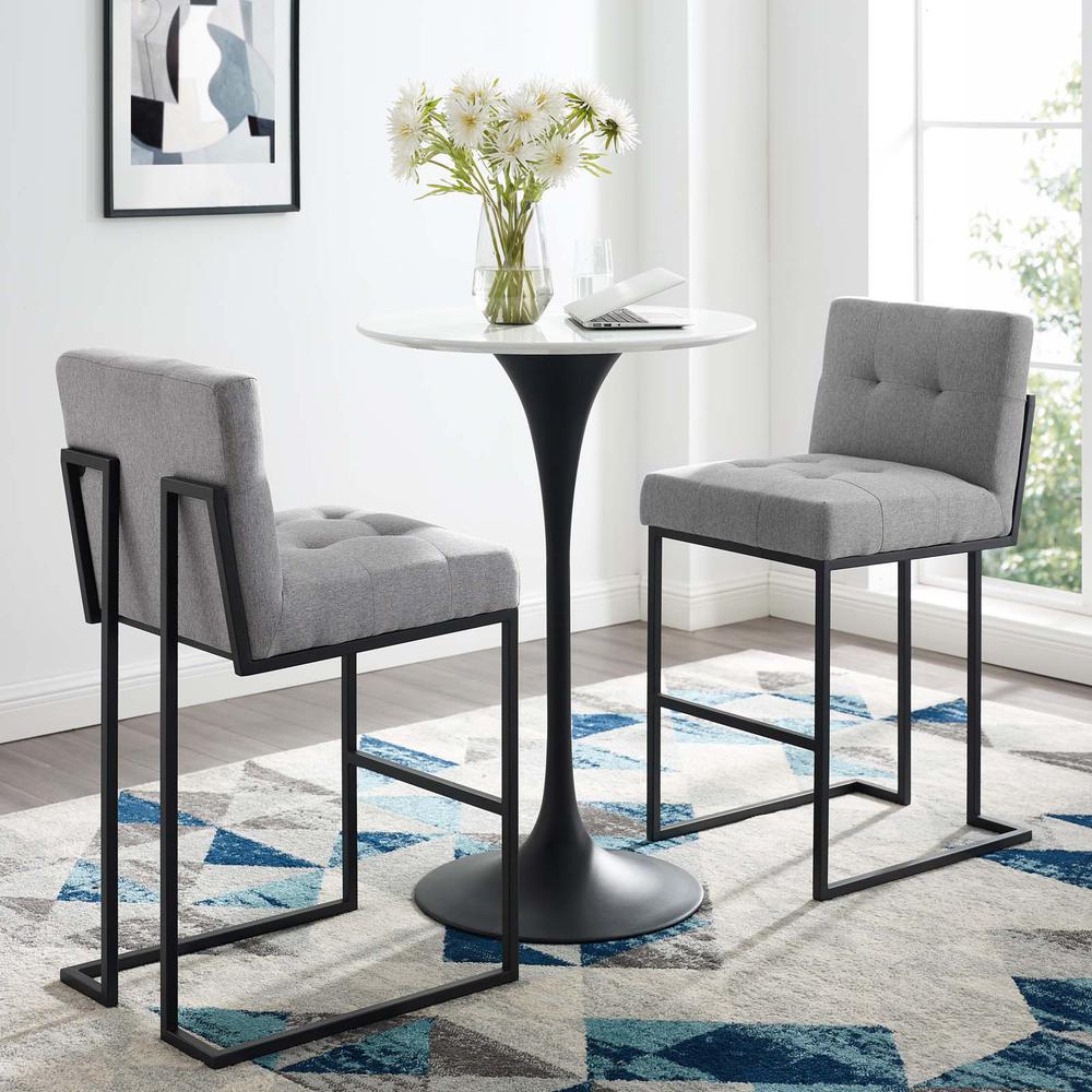 Privy Black Stainless Steel Upholstered Fabric Bar Stool Set of 2. Picture 4